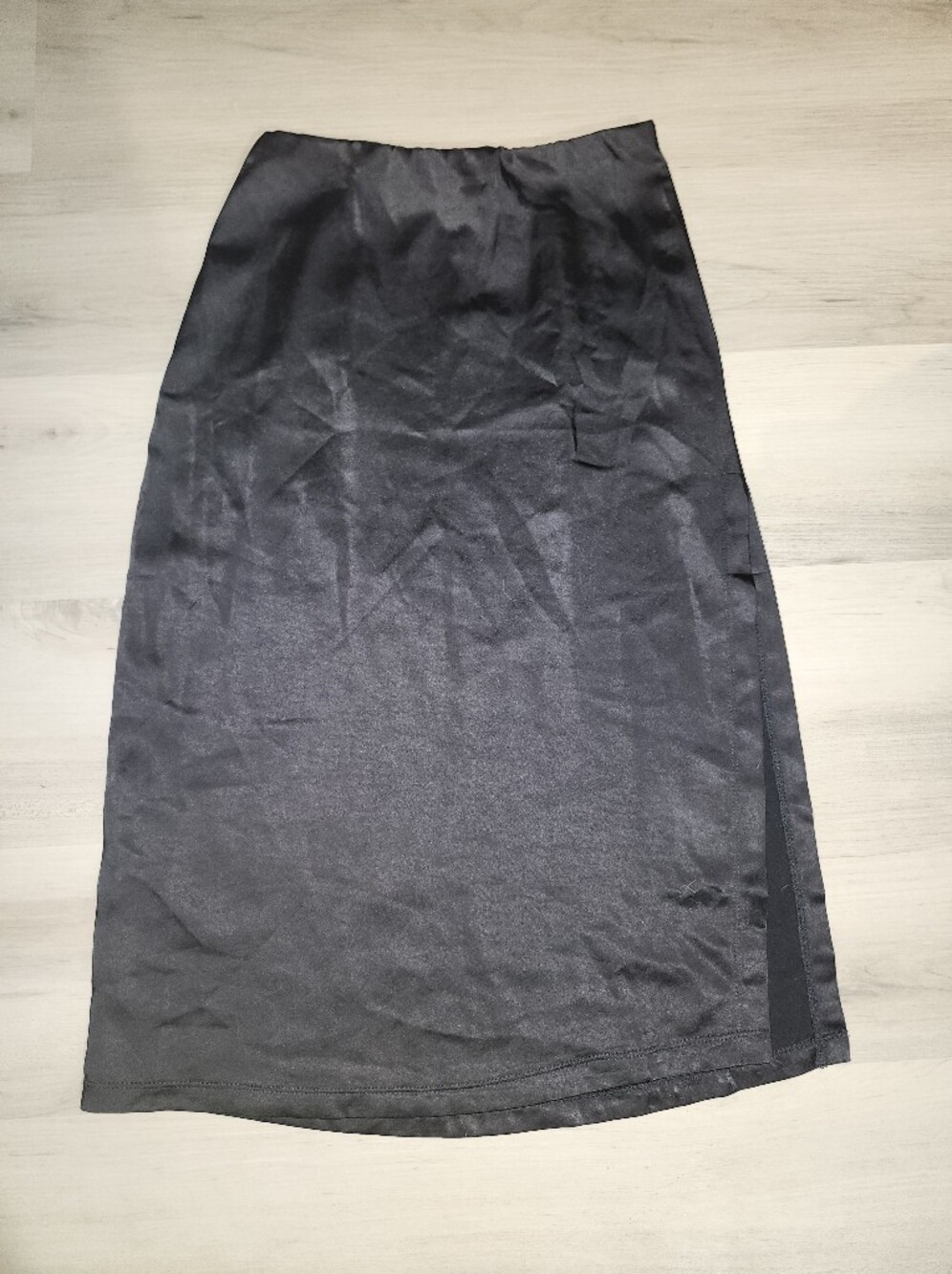 By Together Black Satin Midi Skirt
